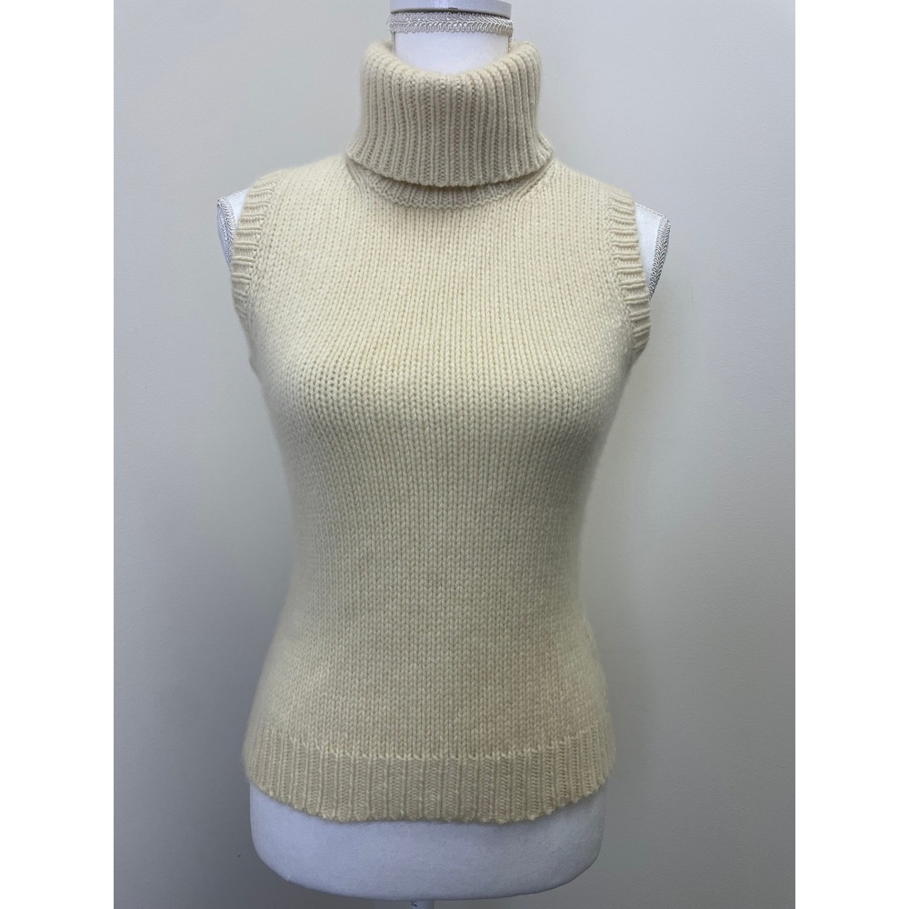 Y2K Michael Kors 100% Cashmere M Chunky Knit Turtleneck Sleeveless Sweater Vest